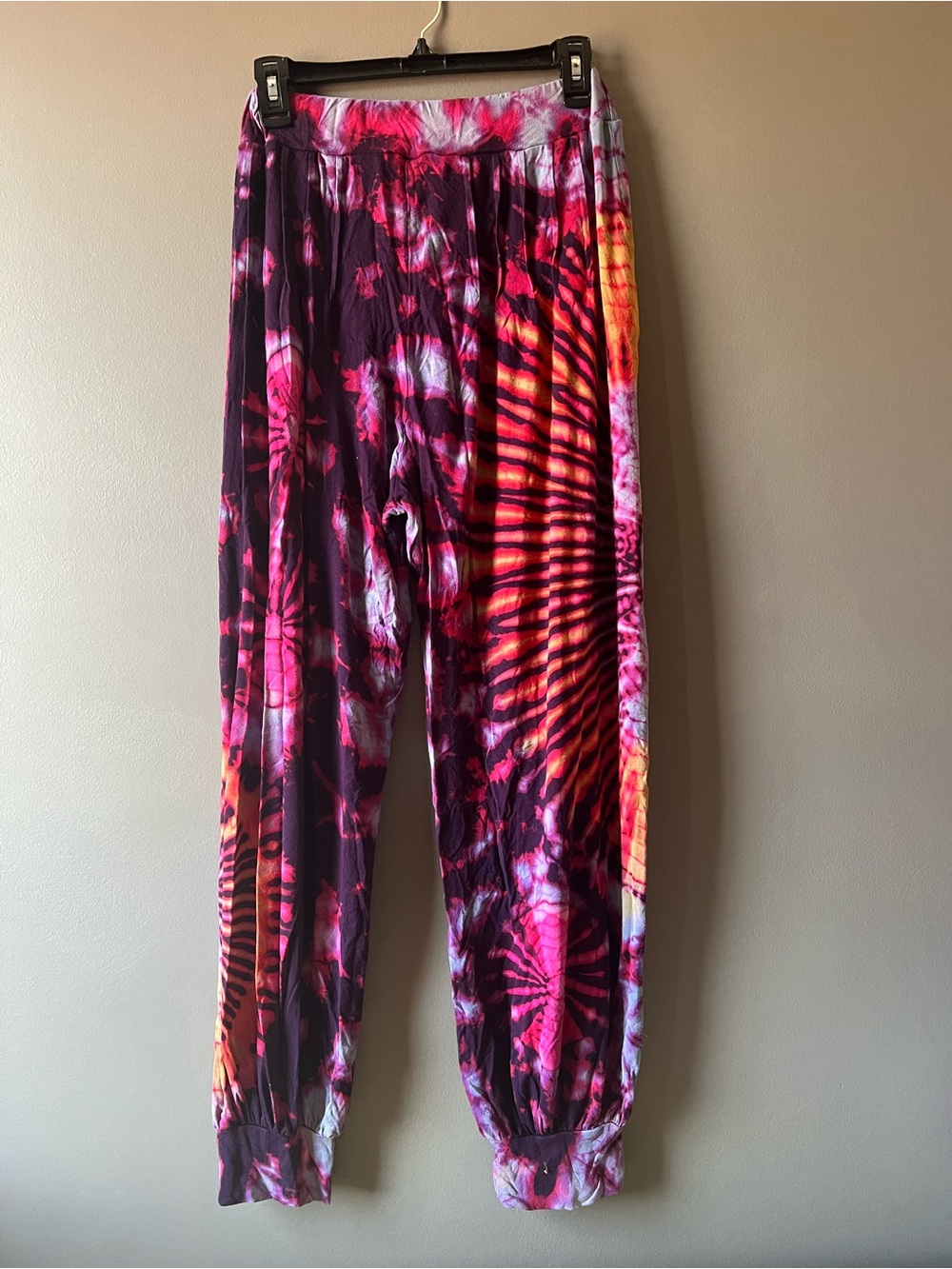 Harem Pants Lightweight Cotton Tie-Dye Multicolored Pants - Picture 6 of 7